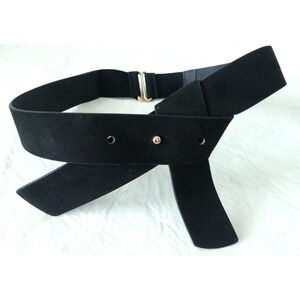 H&M Black Cross Front Belt Slide Back Buckle Artsy Slant Front Sz S Elastic Back